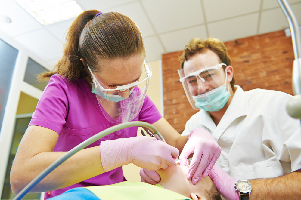 dental patient getting laughing gas sedation